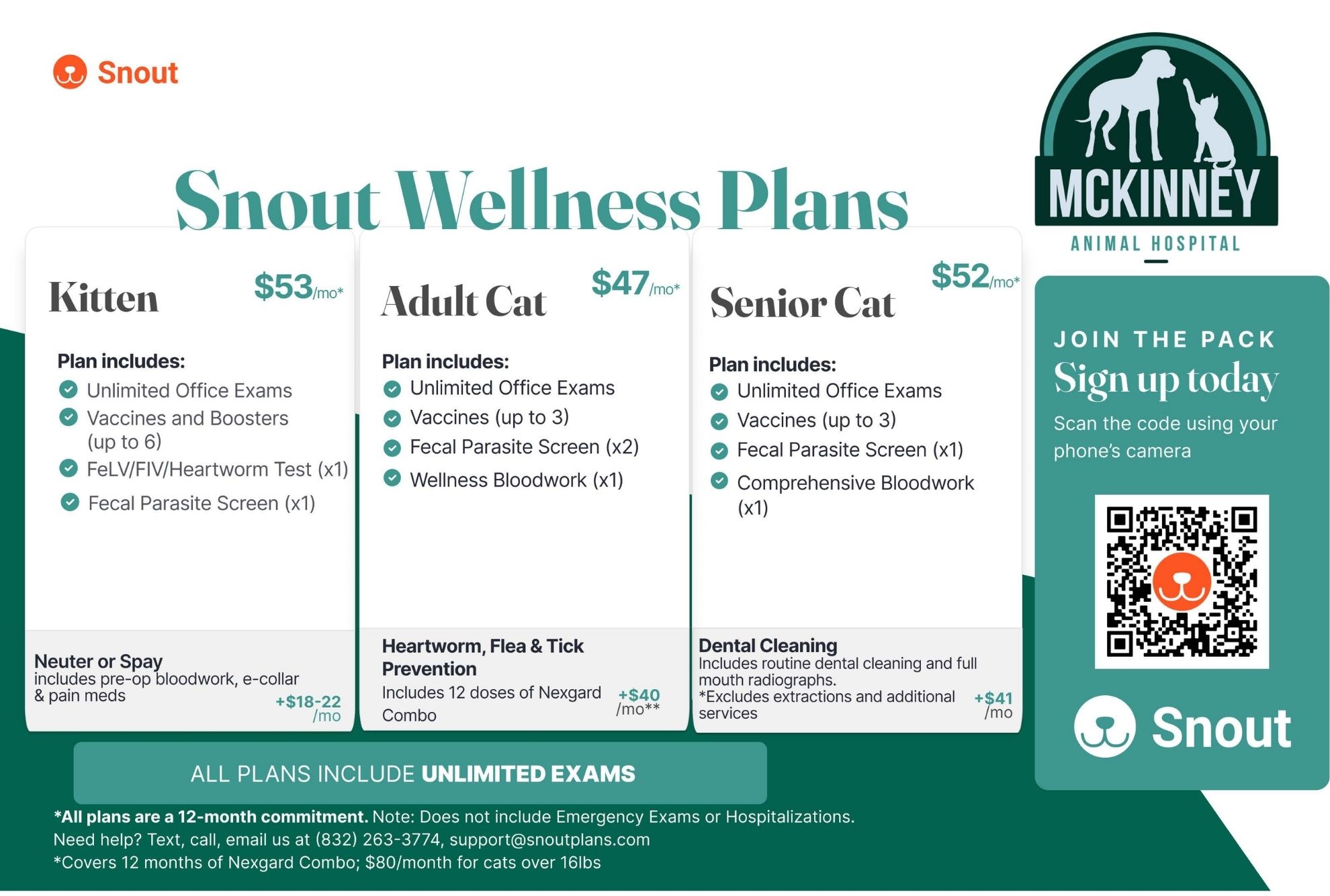Snout wellness plans cat graphics